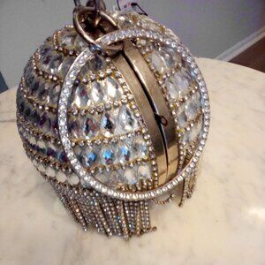 Women Disco Ball Purses Silver Disco Crystal Party Evening Clutch Purse Handbag